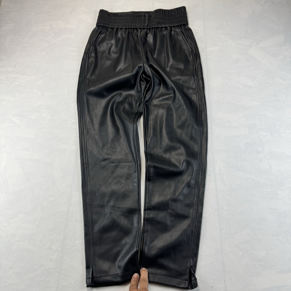 Black Faux Leather Jogger Pants Womens Small US 4-6 High Rise Pull On NWT
